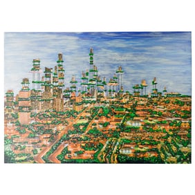J Watson "Back to the Cities" Acrylic Cityscape Painting (2015)