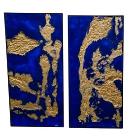Pair of Large Contemporary Abstract Mixed Media Paintings