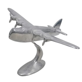 Chrome Desktop Model Propeller Airplane Sculpture