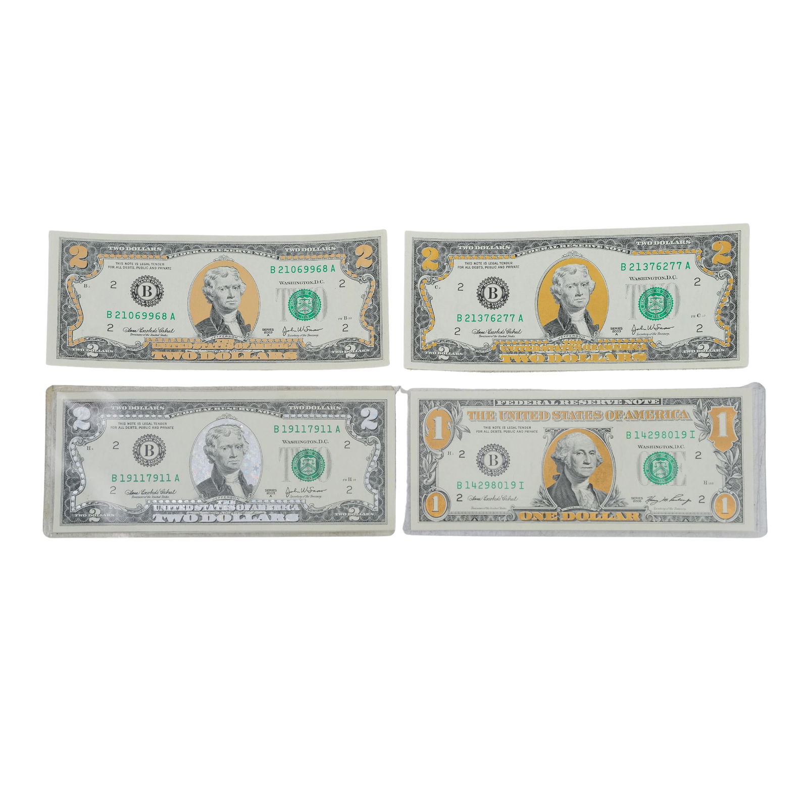 (4Pc) Illuminated U.S. Currency Bank Notes (1 of 8)