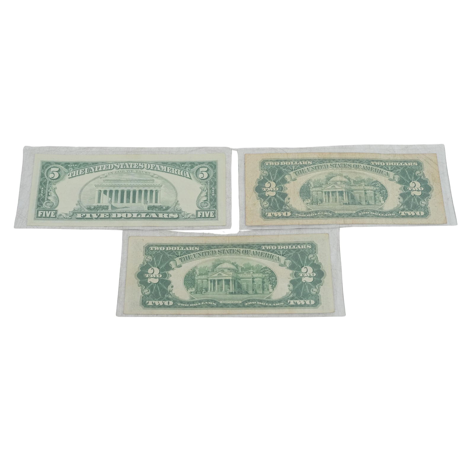 (3pc) $2 & $5 Red Seal U.S. Bank Notes (1 of 6)