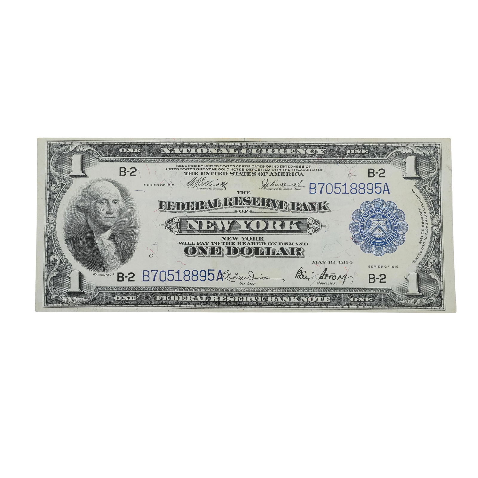 $1 U.S. 1918 Large Bank Note (New York) (1 of 6)
