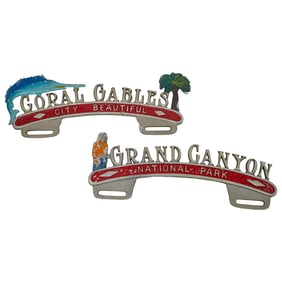 (2 Pc) Vintage 1930s Car Tag License Toppers