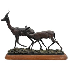 Antique Bronze Gazelle Sculpture