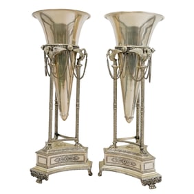 Pair of Antique Silver Plated Vases