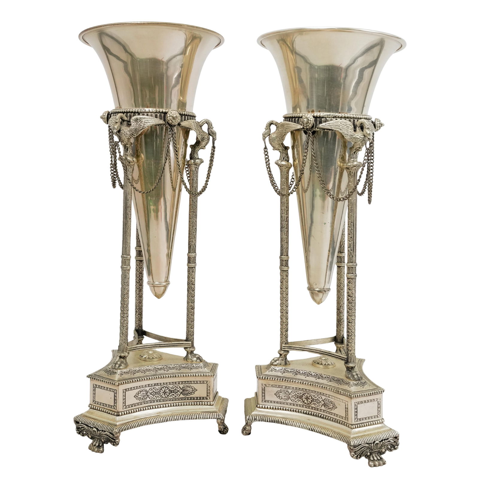 Pair of Antique Silver Plated Vases (1 of 11)