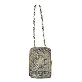 Antique Silver Plated Hinged Ornate Chatelaine Case