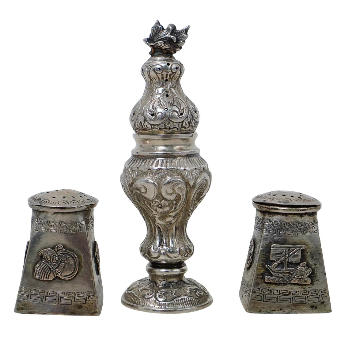 (3 Pc) Sterling Silver Salt & Pepper Shakers Grouping (1 of 11)