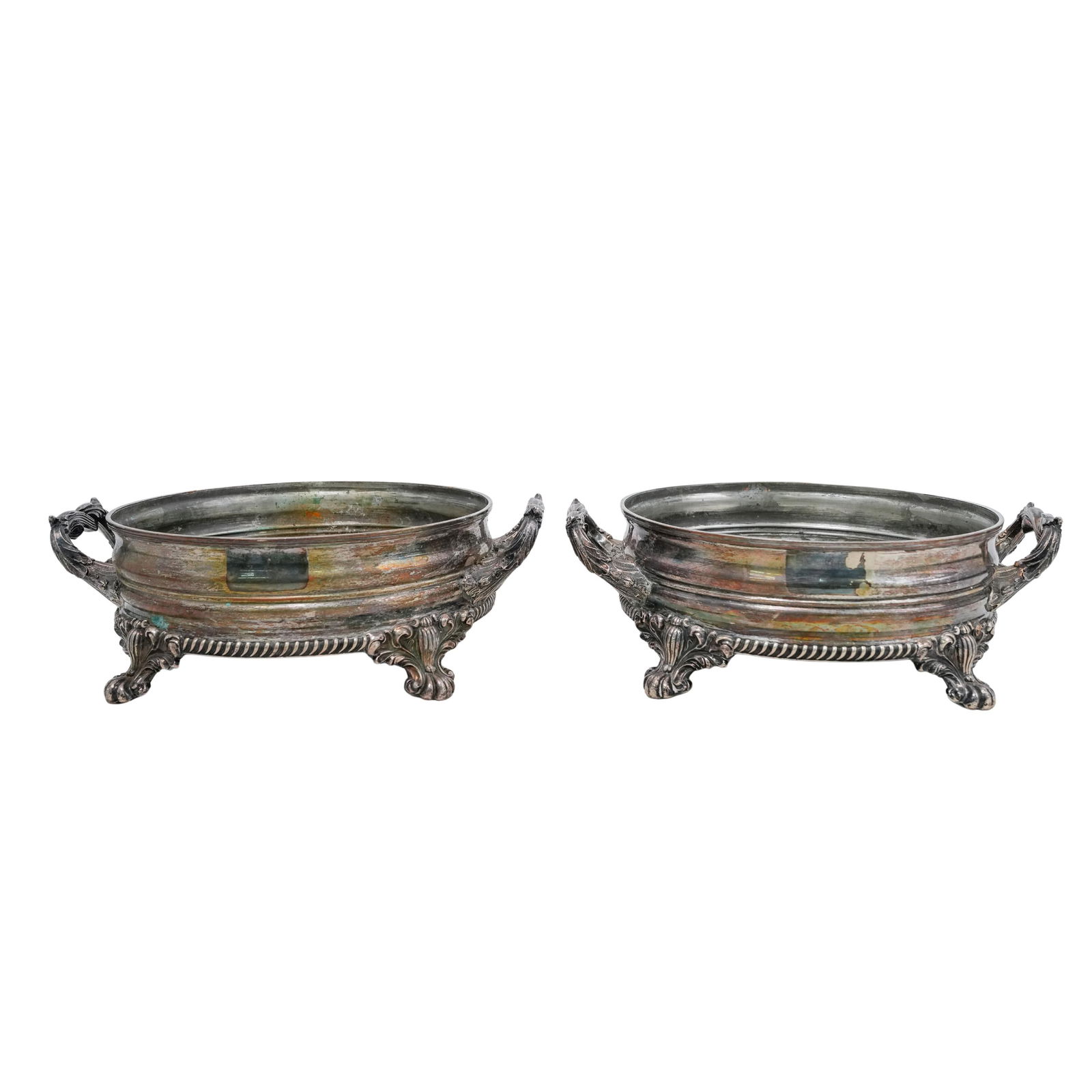 (2 Pc) Pair Of Silver Plated Jardiniere Planters (1 of 8)