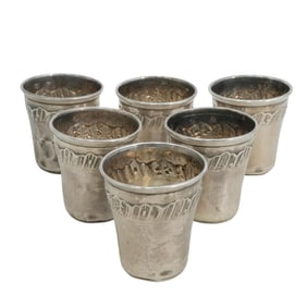 (6 Pc) Antique 'Schweitzer & Fort' Silver Shot Glasses Set
