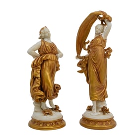 (2 Pc) Antique German Porcelain Figurines