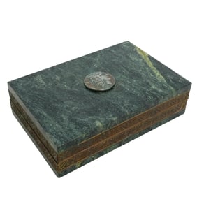 Vintage Stone Trinket Box with Medallion