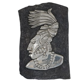 D'Argenta Silver Plated Mayan-Style Plaque