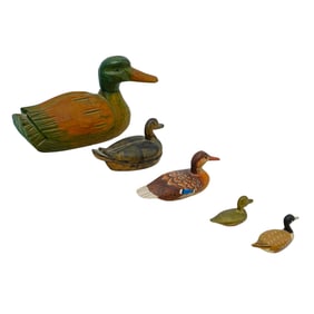 (5pc) Vintage Carved Duck Collection