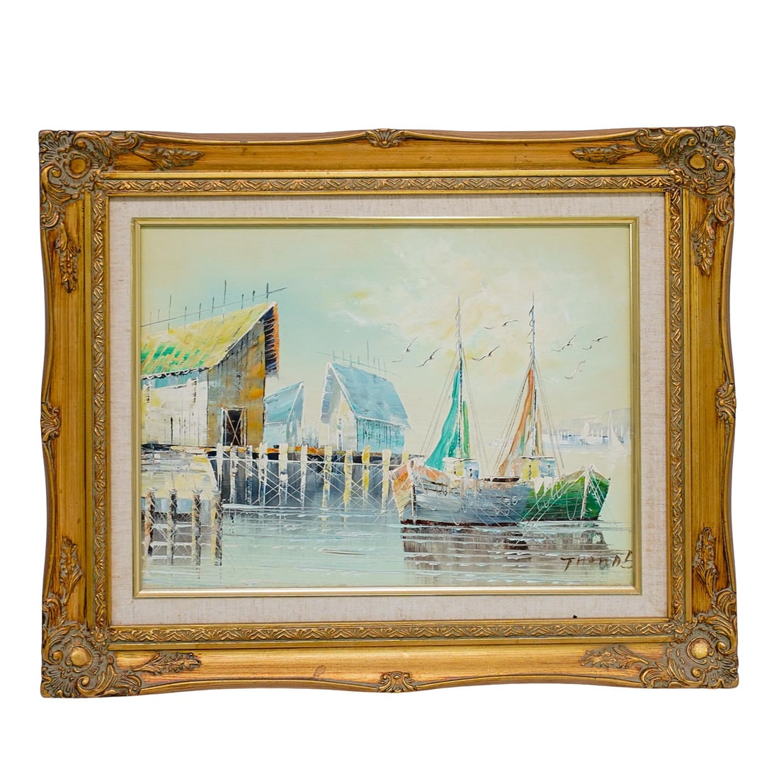 Signed Nautical Scene Oil Painting On Canvas (1 of 4)