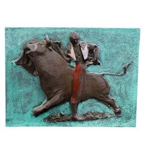 3D Matador and Bull Wall Sculpture