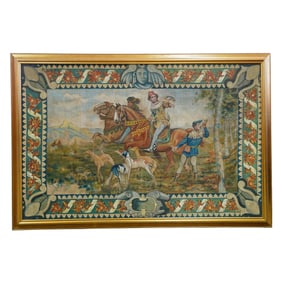 Large Signed Canvas and Oil Tapestry