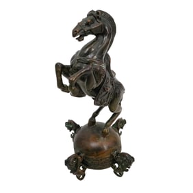 Vintage Chinese Solid Bronze Stallion Horse Statue