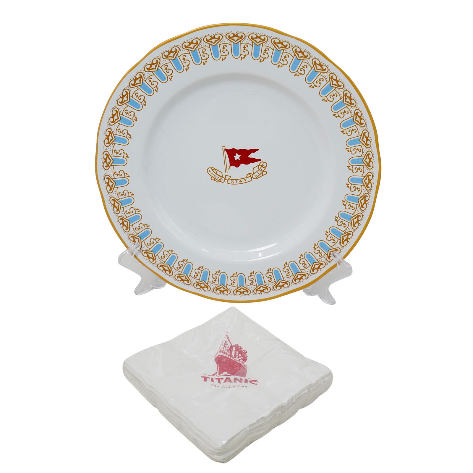 (2 Pc) Titanic 1st Class Wisteria Dinner Plate & Napkins Replica (1 of 9)