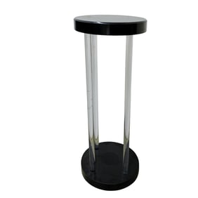 Vintage Black And Clear Circular Lucite Pedestal
