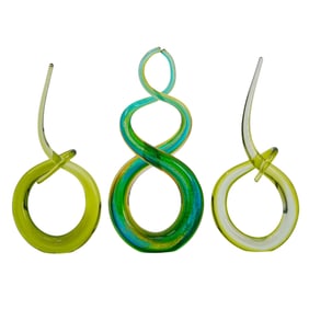 (3pc) Murano Glass Twist Sculptures