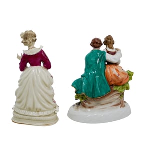 (2 Pc) Antique German Porcelain Figurines