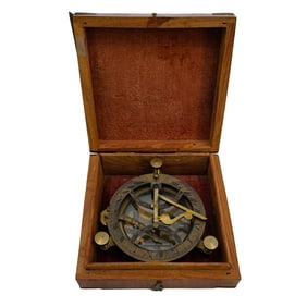 Antique Brass Sundial Compass