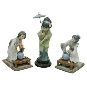 (3pc) Lladro Geisha Collection Figurines