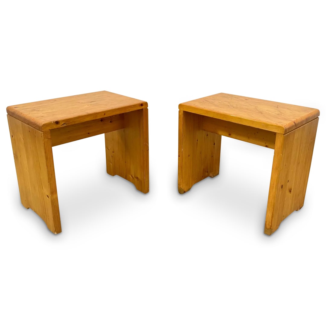 Pair of Charlotte Perriand Les Arcs Pine Stools/Side Tables (1 of 7)