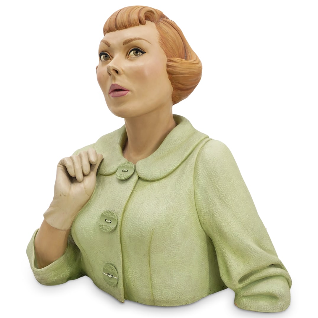 Signed Life Like Female Bust Ceramic Sculpture (1 of 7)