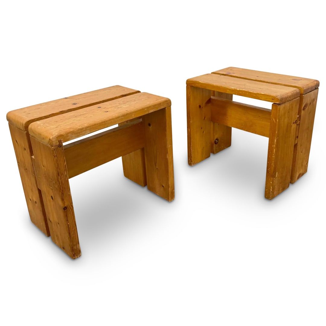 1970s Pair of Stools by Charlotte Perriand for Les Arcs (1 of 6)