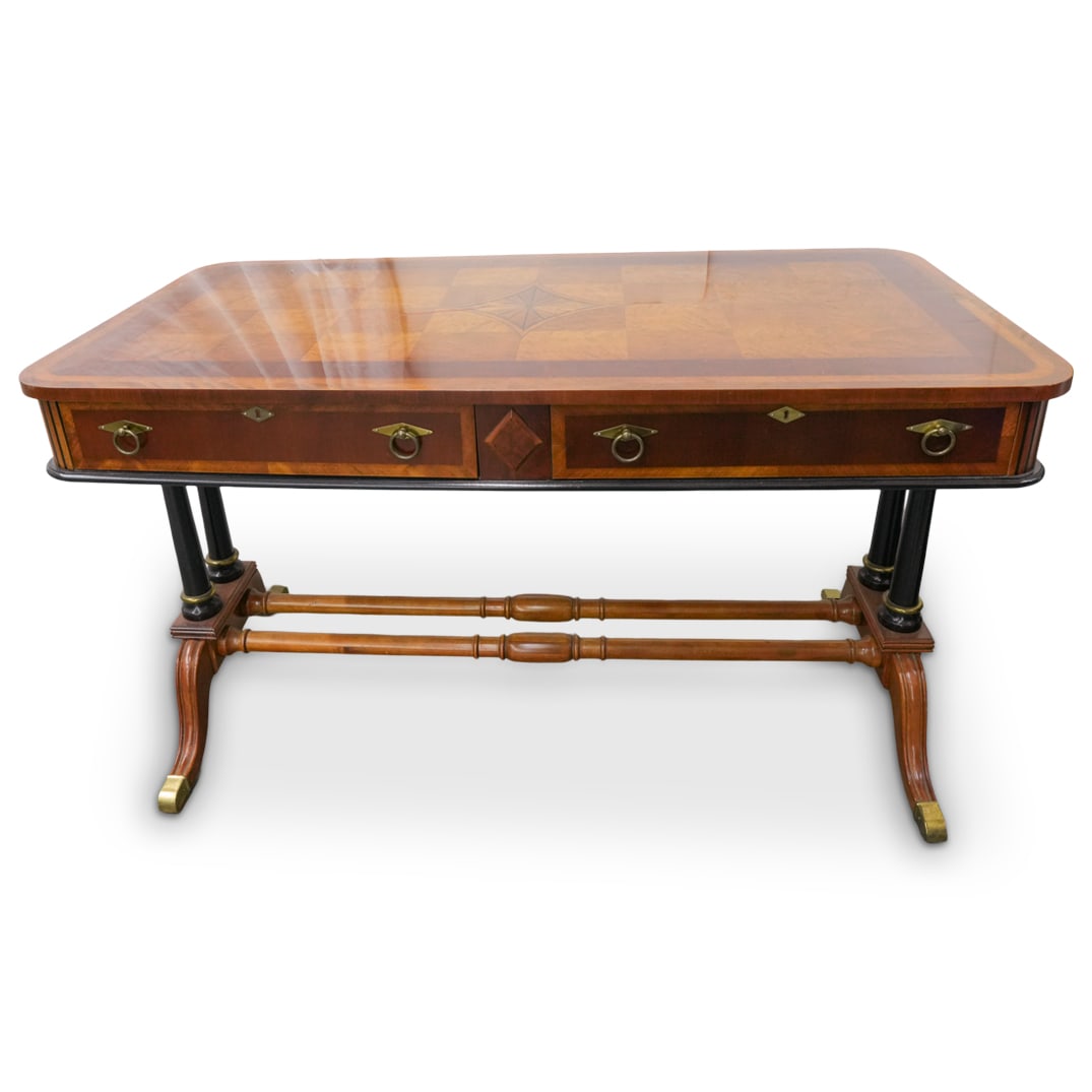 Hollywood Regency Style Inlaid Wood Desk (1 of 6)