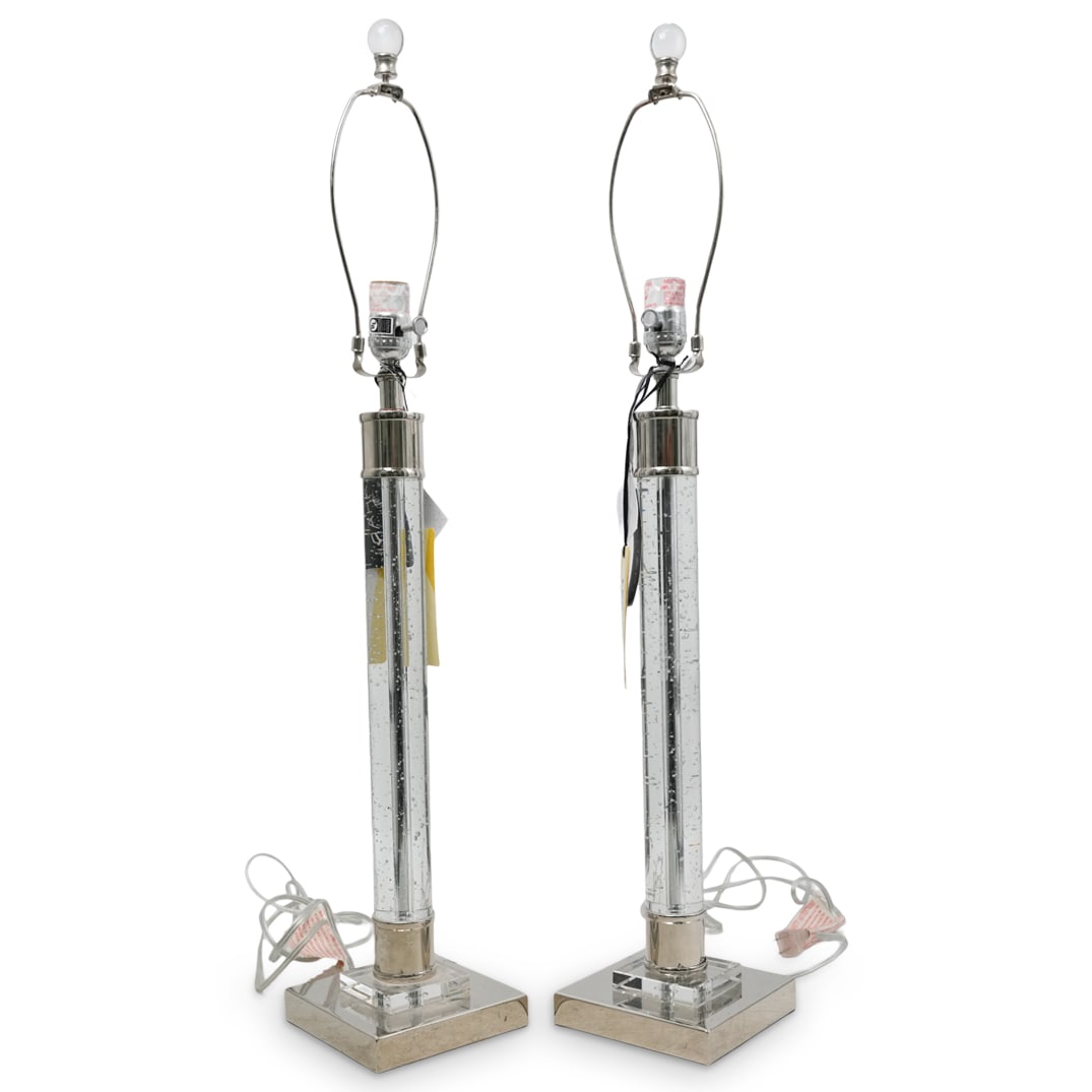 Pair Tahari Crystal & Chrome Table Lamps (1 of 5)