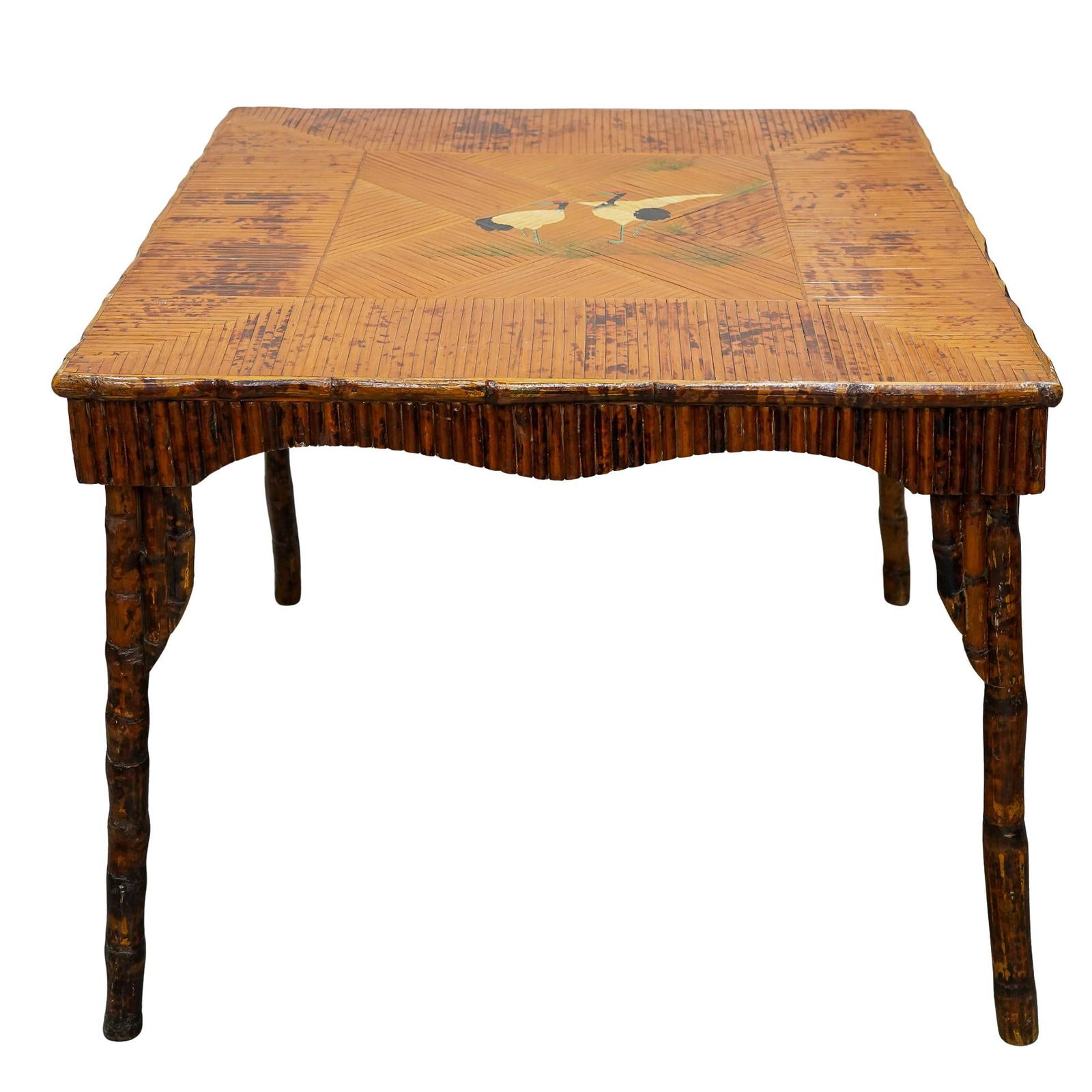 Mid Century English Bamboo Painted Crane Table (1 of 8)