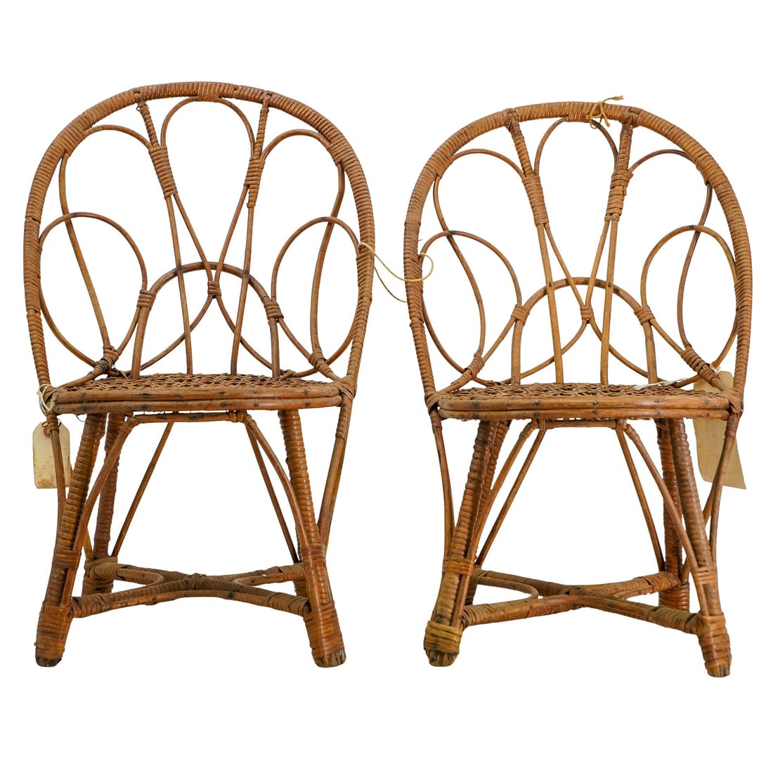 Pair of Antique Cane Rattan Doll or Child Chairs (1 of 10)