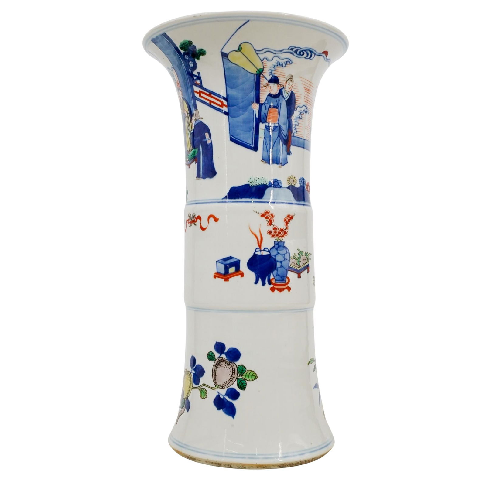Signed Chinese Wucai Porcelain Gu Beaker Vase (1 of 4)