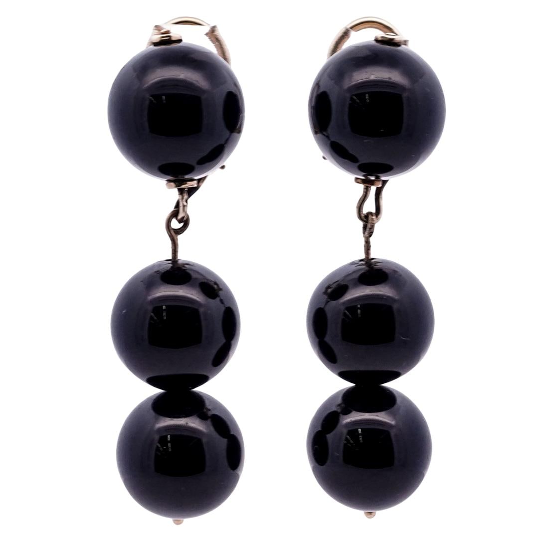 Victorian 14k Gold and Onyx Drop Earrings (1 of 4)