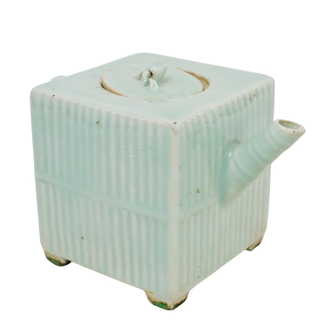 Chinese Qing Dynasty Square Celadon Glazed Porcelain Teapot (1 of 8)