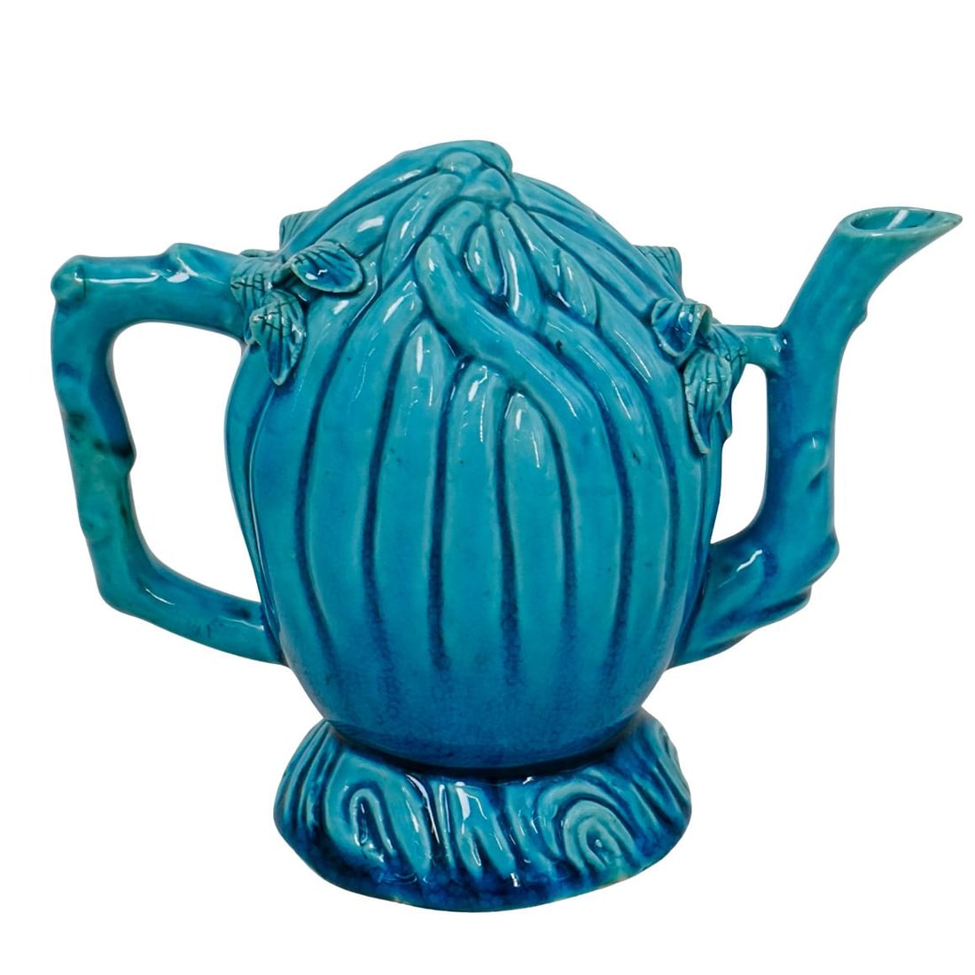 Chinese Kangxi Turquoise Blue Glazed Porcelain Cadogan Teapot (1 of 6)