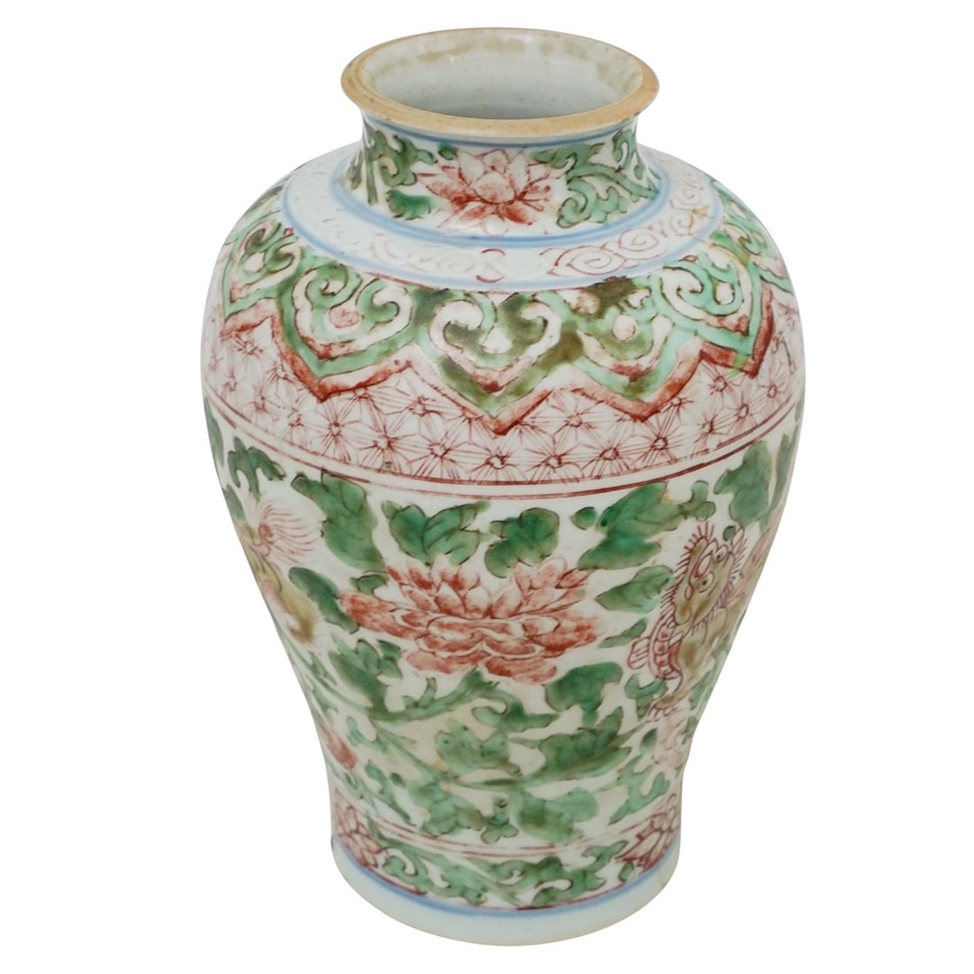 Chinese Ming Wucai Porcelain Buddhist Lion Vase (1 of 5)