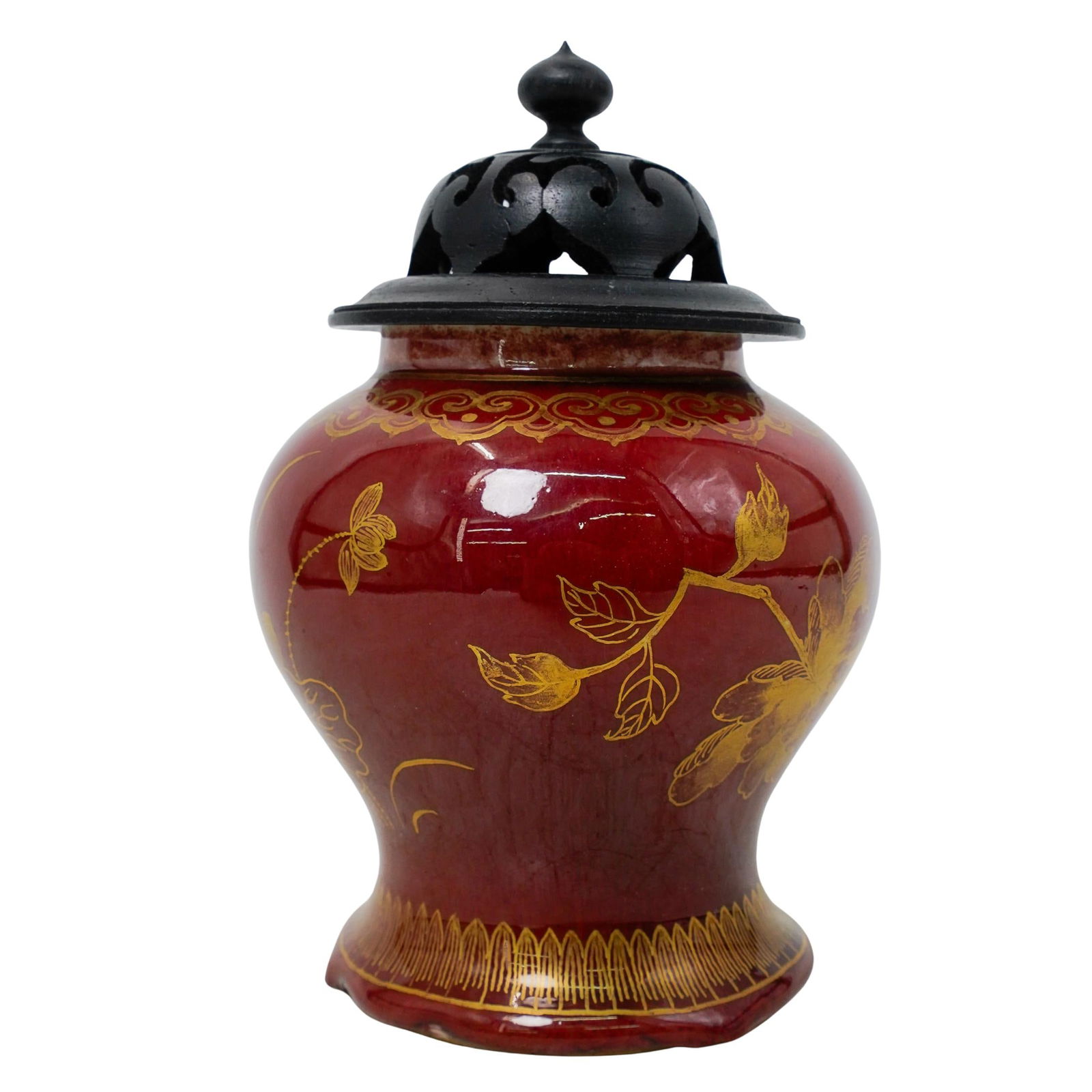Chinese Copper Red Langyao & Gilt Porcelain Jar (1 of 8)