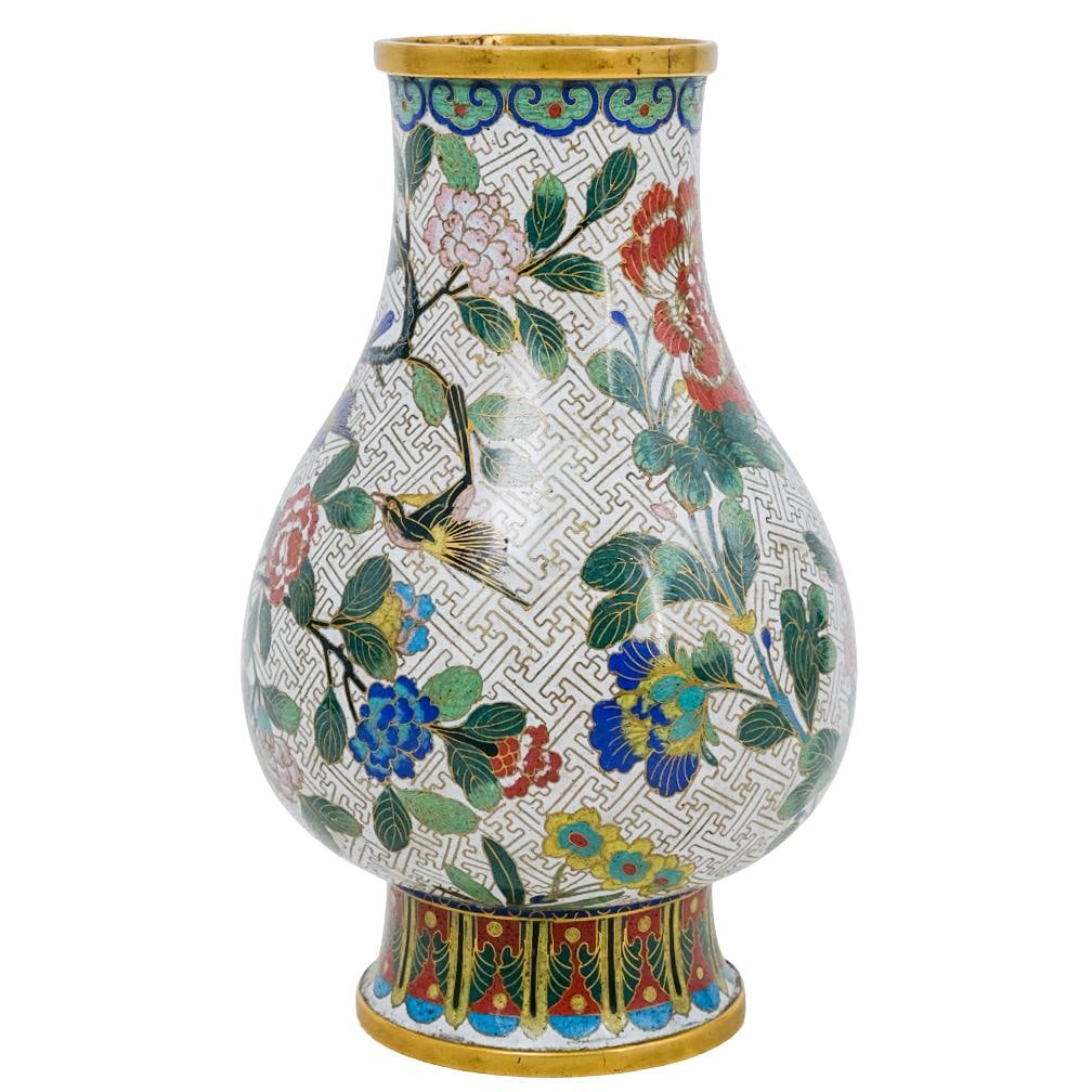 Signed Antique Chinese Hu Form Cloisonne Vase (1 of 7)