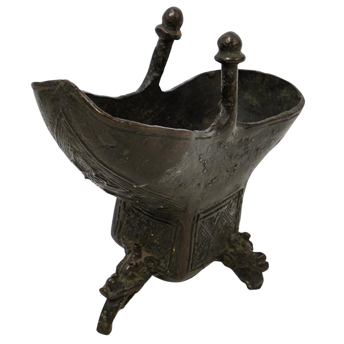 Chinese Ming Dynasty Archaic Style Bronze Libation Cup (1 of 6)