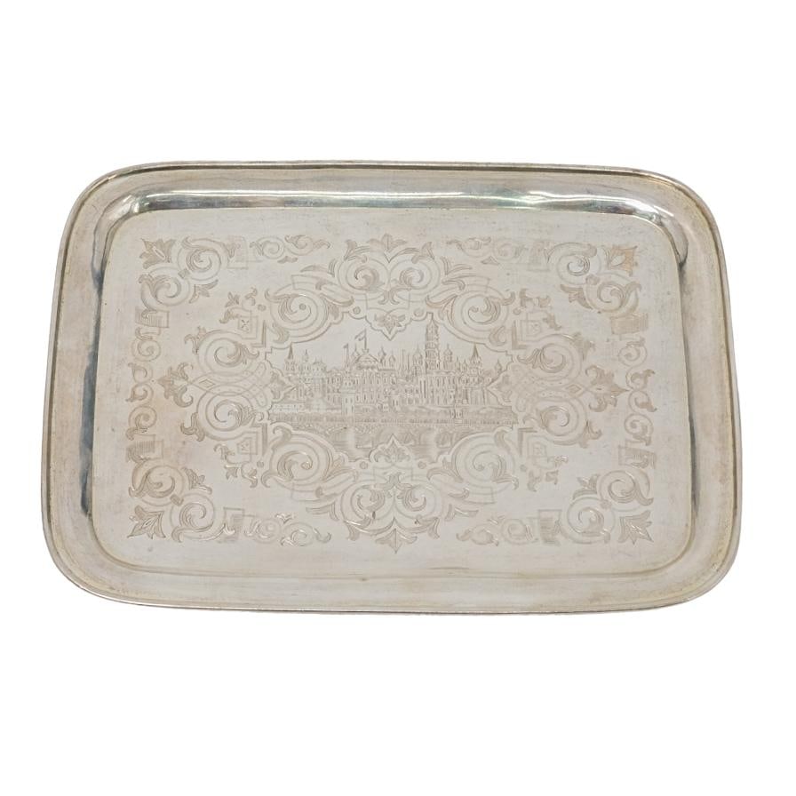 Russian Engraved Silver Tray (1 of 5)