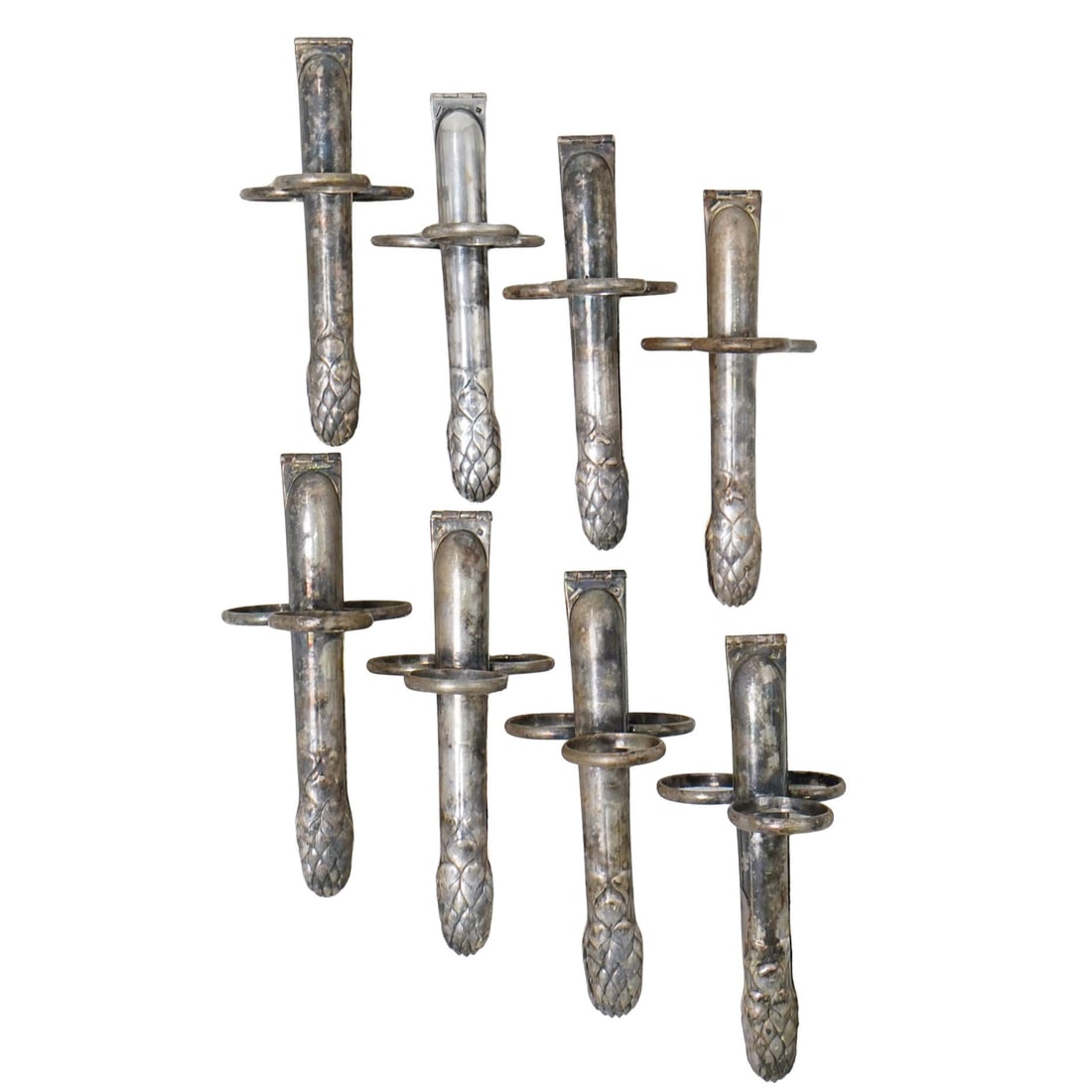 (8 Pc) Christofle Silver Plated Hinged Asparagus Tongs Set (1 of 8)