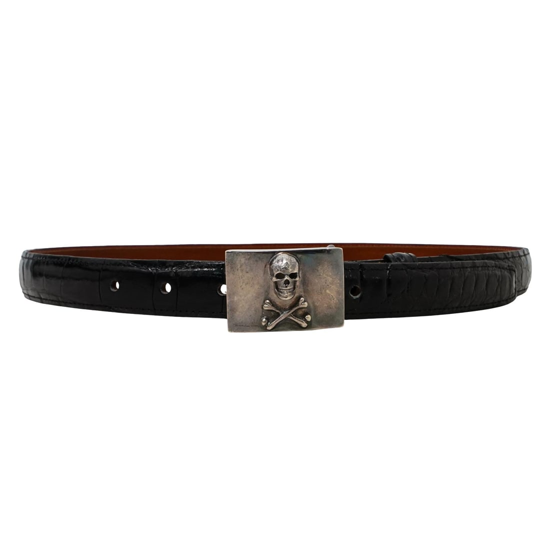 Ralph Lauren Sterling Silver Black Leather Belt (1 of 7)