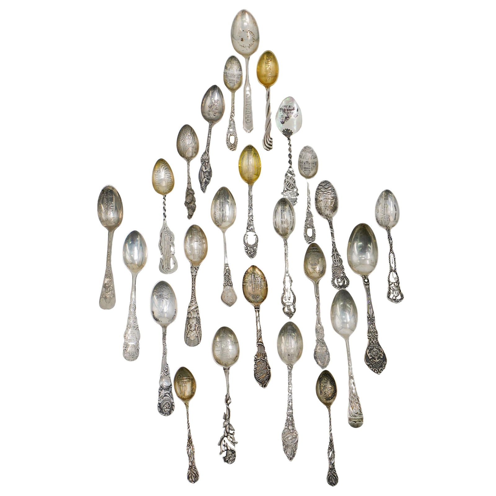 (25 Pc) Vintage Silver Demitasse Souvenir Spoons (1 of 7)