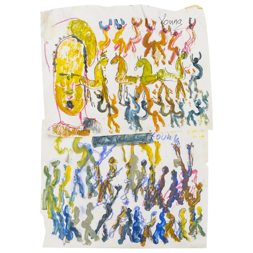 Purvis Young (American, 1943-2010) Mixed Media On Paper (1 of 4)