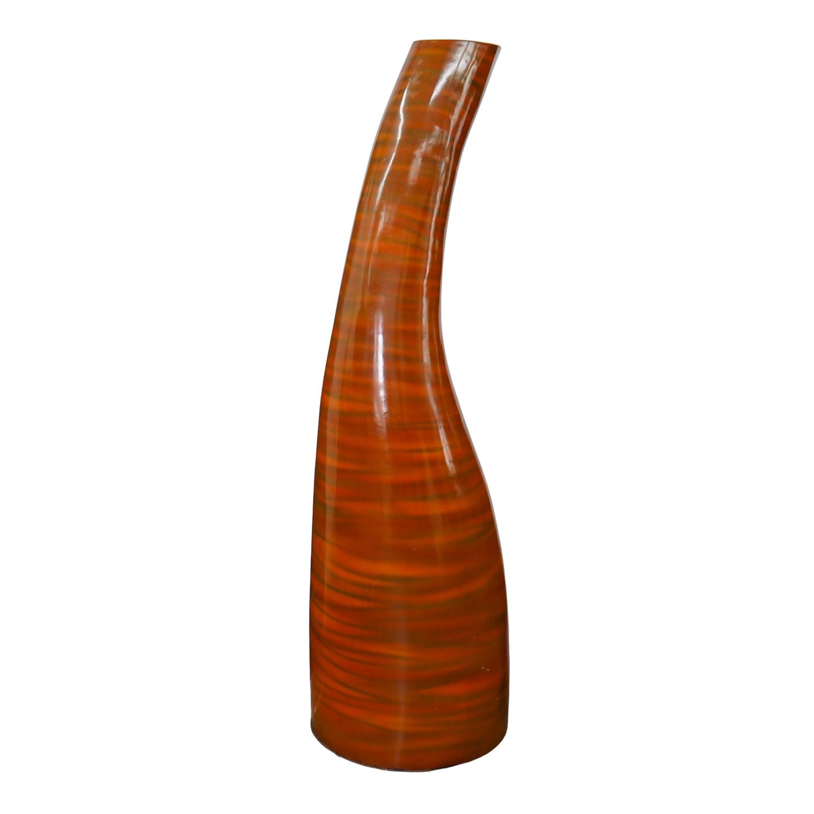Modern Amorphous Design Fiberglass Floor Lamp: DESCRIPTION: Modern Amorphous Design Fiberglass Floor Lamp. Designed with a horn elongated shape in fiberglass with brown painted finish. CIRCA: 1980s ORIGIN: Mexico DIMENSIONS: H: 70" W: 16" CONDITIO