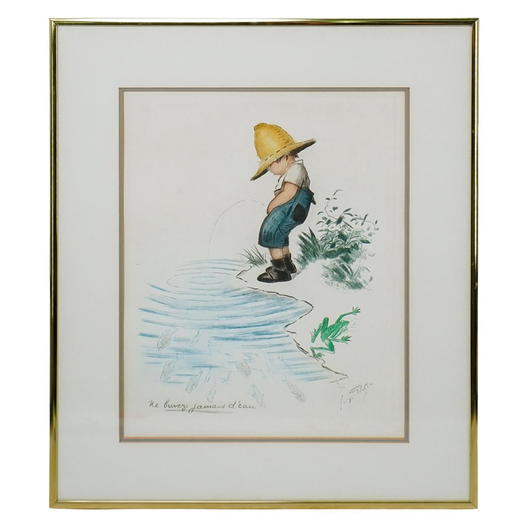 Georges Redon (French, 1869-1943) "Don't Drink The Water" Lithograph (1 of 4)